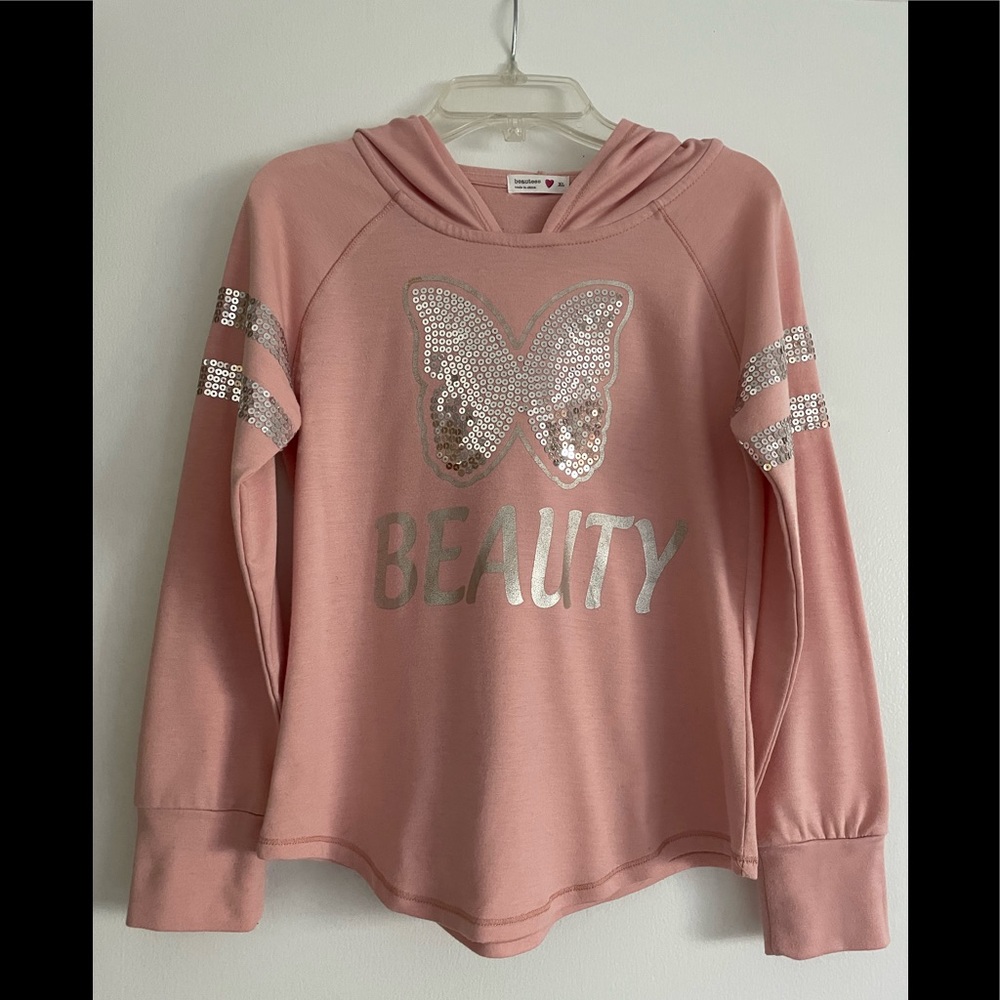 Beautees Girls Hoodie With Sparkly Silver Sequins.     Size XL